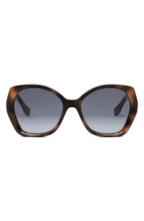 'Fendi Lettering 57mm Gradient Butterfly Sunglasses in Blonde Havana /Gradient Smoke at Nordstrom