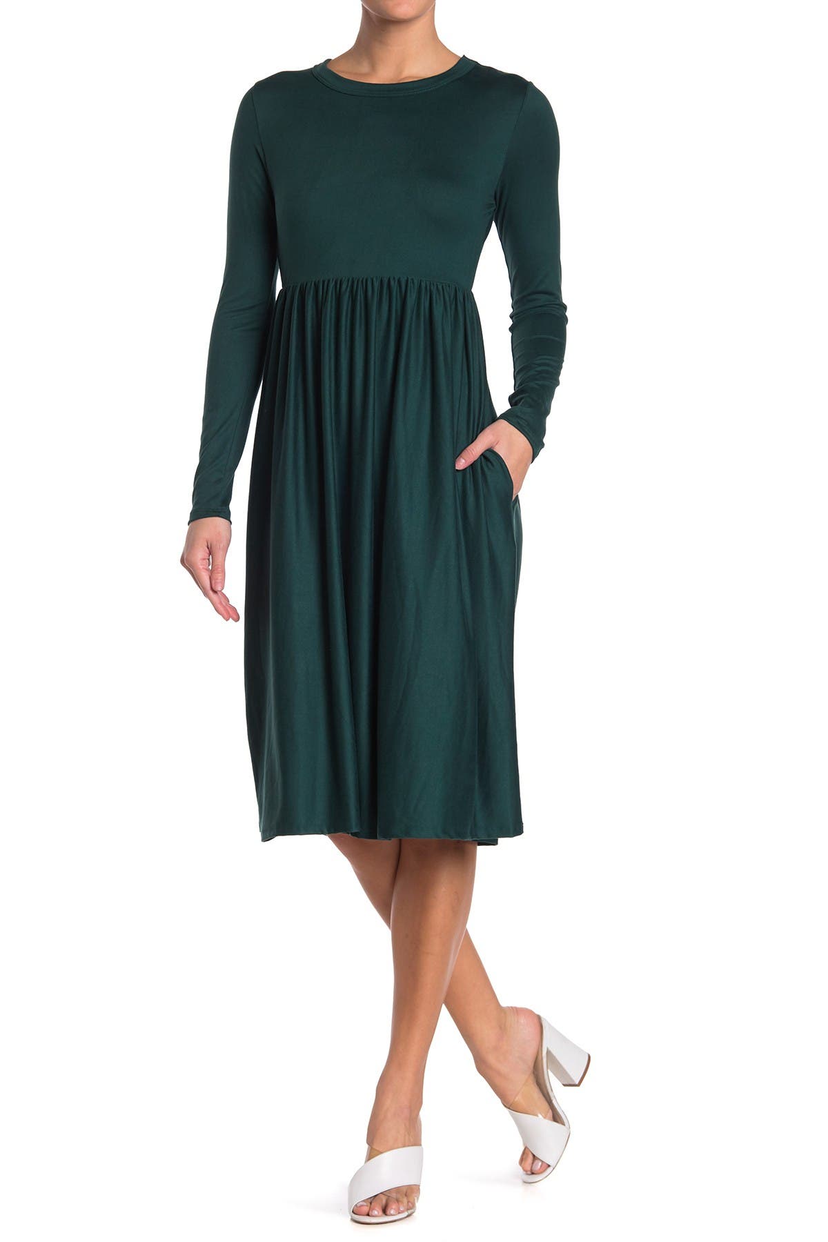 empire waist midi dress with sleeves