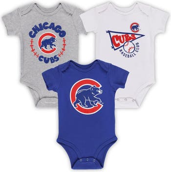 Outerstuff Newborn & Infant Royal/White/Heather Gray Chicago Cubs Biggest Little Fan 3-Pack Bodysuit Set at Nordstrom, Size 0-3 M