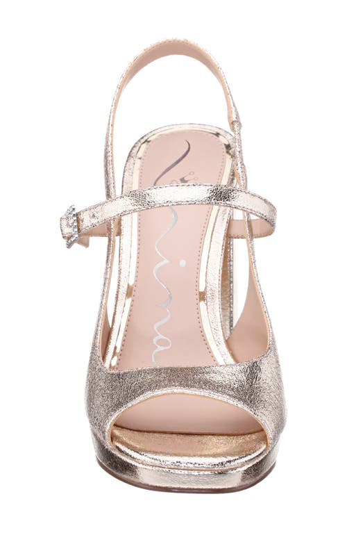 Nina Simeon Slingback Peep Toe Platform Sandal In Platino