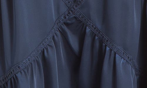 Max Studio Flutter Sleeve Satin Midi Dress In Sapphire