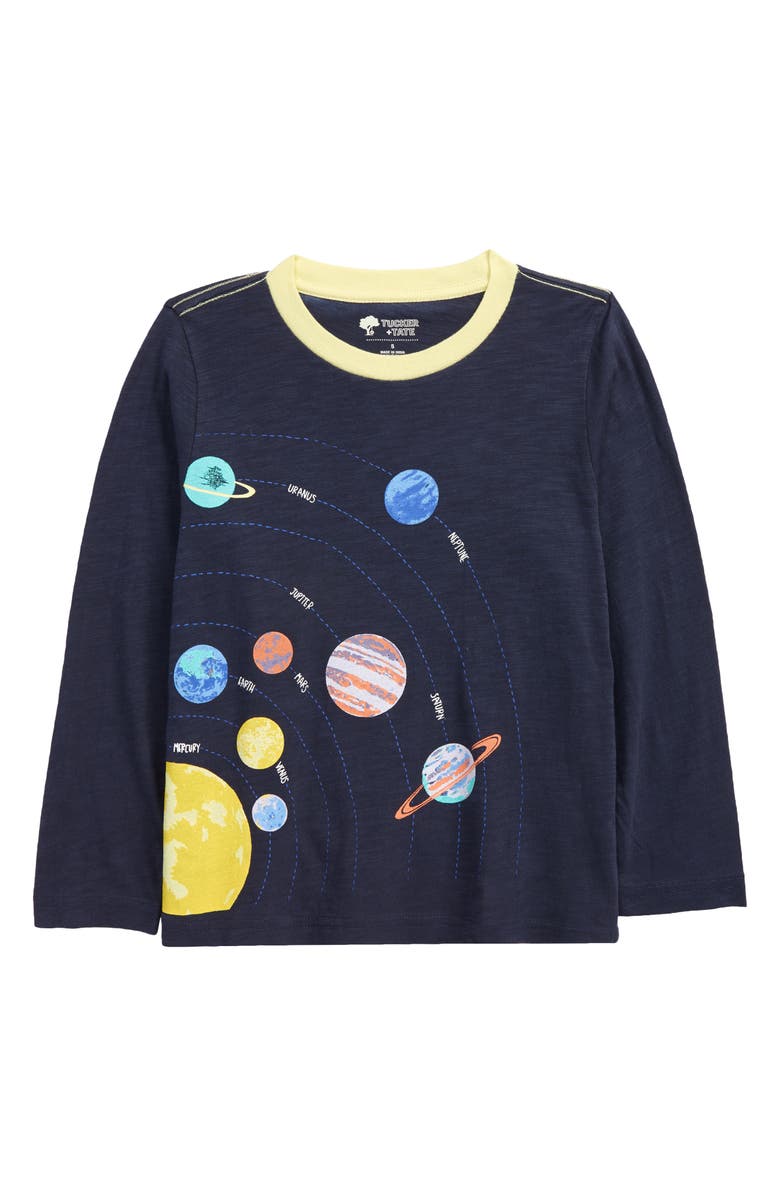 TUCKER + TATE x Smithsonian Kids' Long Sleeve Graphic Tee, Main, color, NAVY CHARCOAL ORBITS