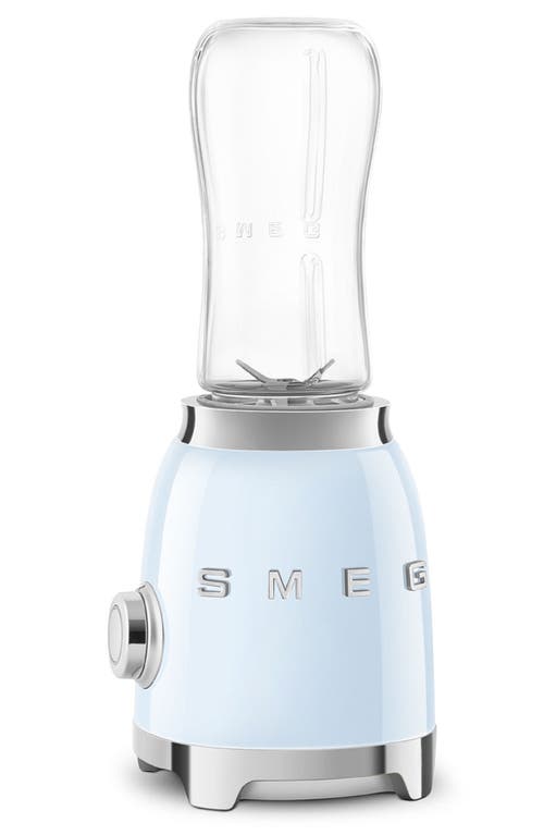 Shop Smeg Personal Blender & Bottle To Go Set In Pastel Blue