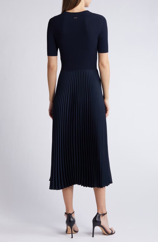 HUGO BOSS BOSS FADRID RIB & PLEATED MIDI A-LINE DRESS