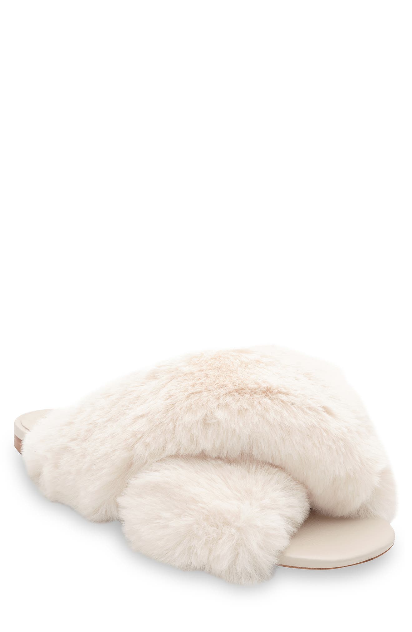 white fluffy slippers