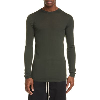 Rick Owens Biker Crewneck Wool Sweater, Green