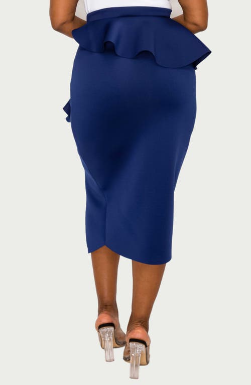 Shop L I V D Ruffle Peplum Midi Skirt In Navy