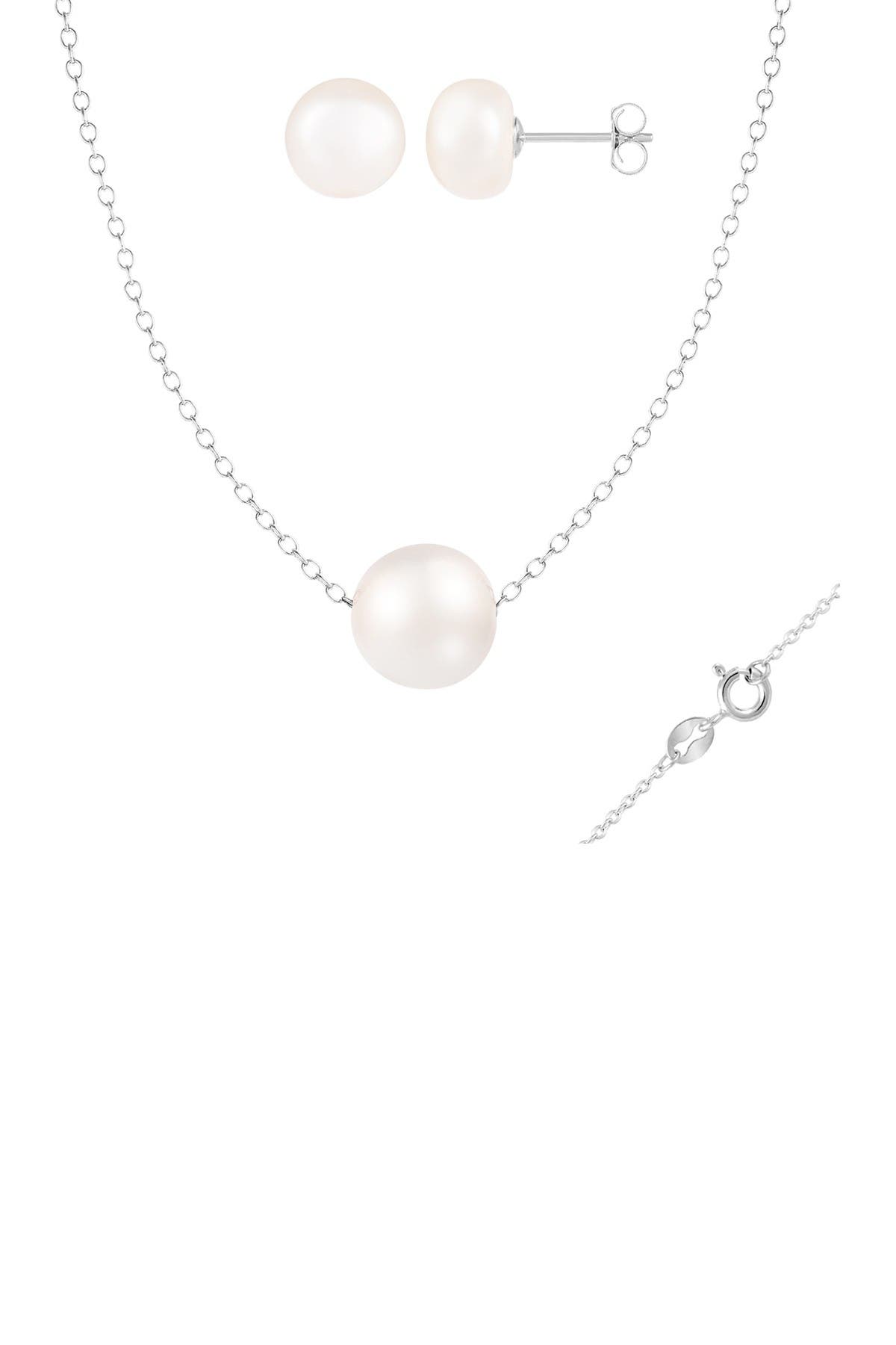 Splendid Pearls Sterling Silver Freshwater Pearl Set In White