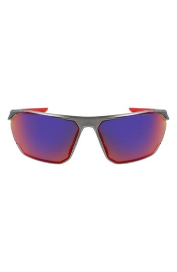 Shop Nike Stratus 76mm Rectangular Sunglasses In Brushed Gunmetal/field Tint