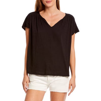 Michael Stars Tammy Notch Neck Tee, Size One Size - Black