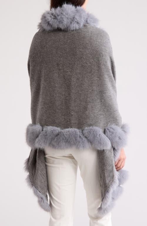 La Fiorentina Faux Fur Trimmed Wrap In Grey
