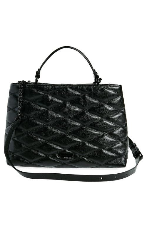 Shop Rebecca Minkoff Edie Quilted Leather Top Handle Satchel In Black