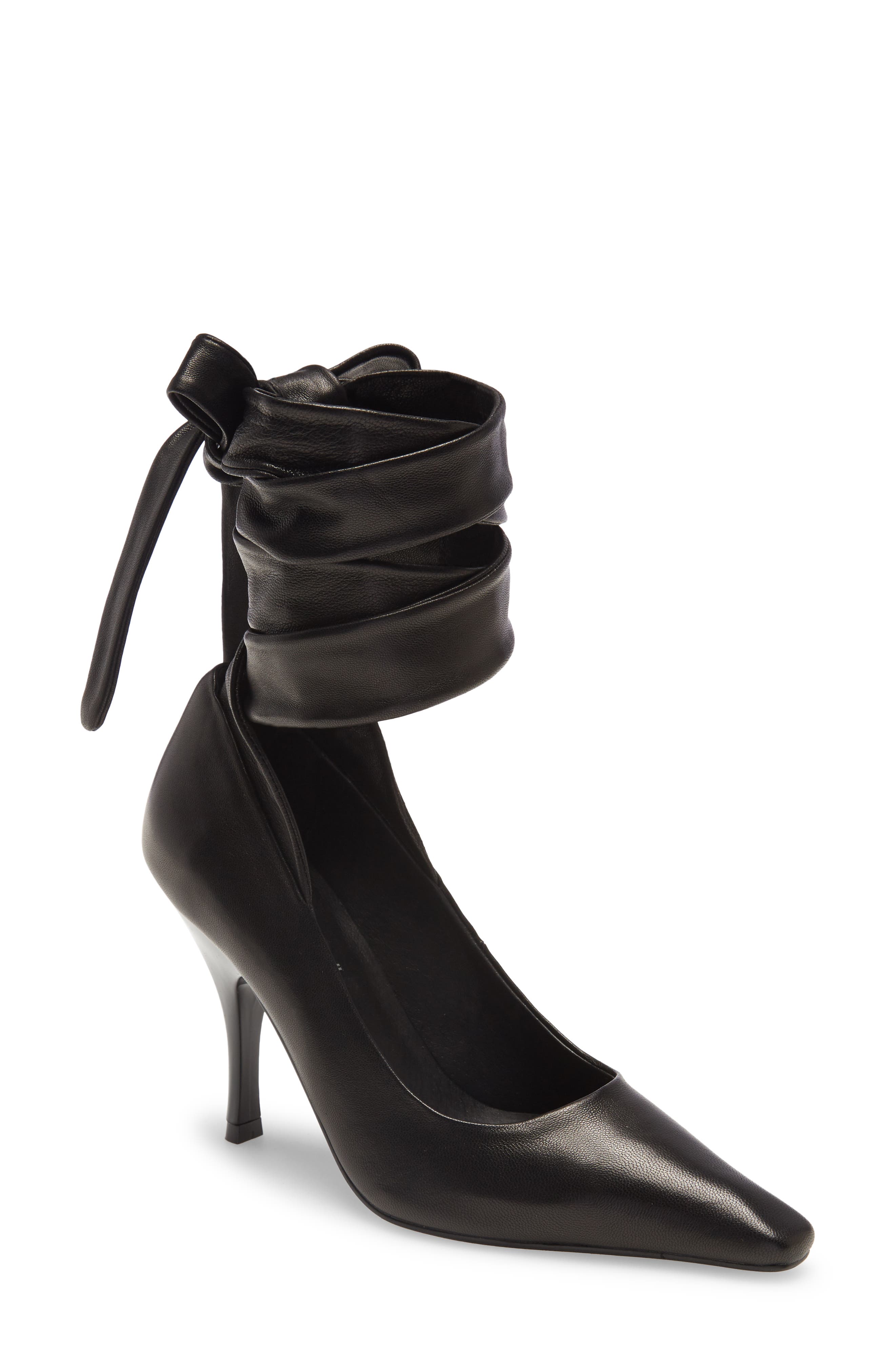 Jeffrey Campbell Xenah Pointed Toe Pump In Black Leather