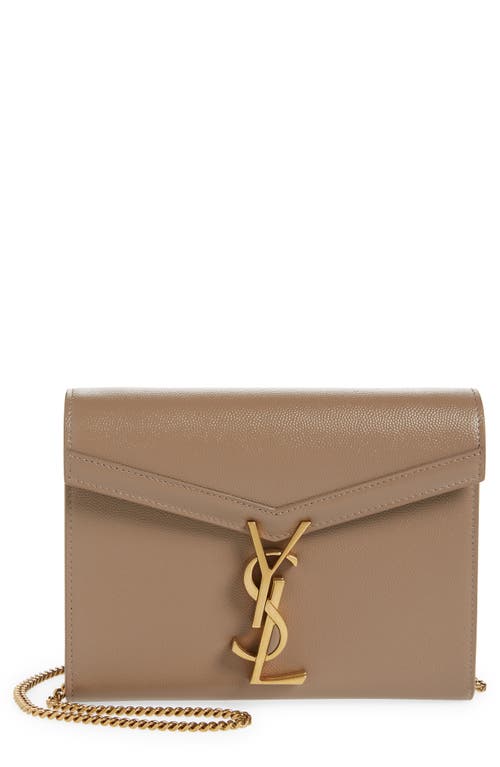 Saint Laurent Cassandra Envelope Chain Wallet Bag in Dark Beige