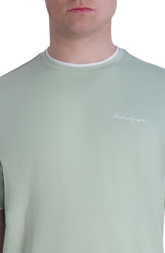 Shop Karl Lagerfeld Tipped Cotton T-shirt In Mint