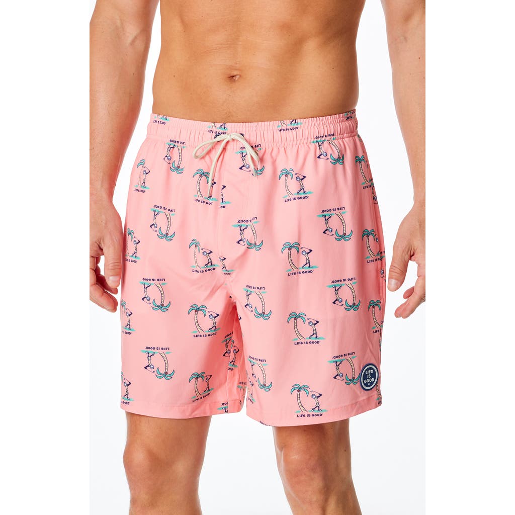 Life Is Good Jake Golf Print Boardshorts In Pink