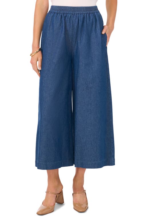 Shop Vince Camuto Crop Denim Wide Leg Pants In Classic Navy