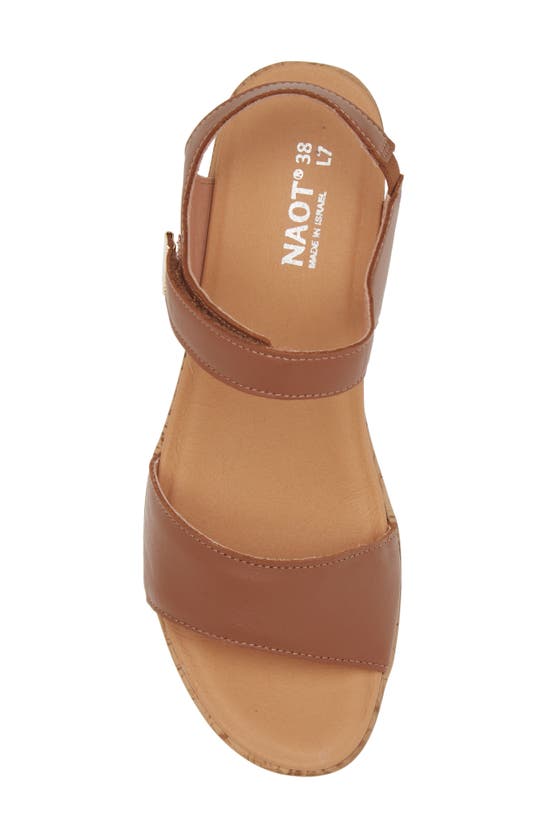 Naot Summer Platform Wedge Sandal In Caramel Leather