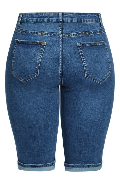 Shop City Chic Turn Up Bermuda Shorts In Mid Denim