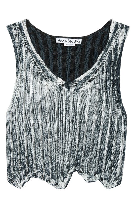 Shop Acne Studios Kimmen Print Crop Rib Sweater Tank In White/ Black