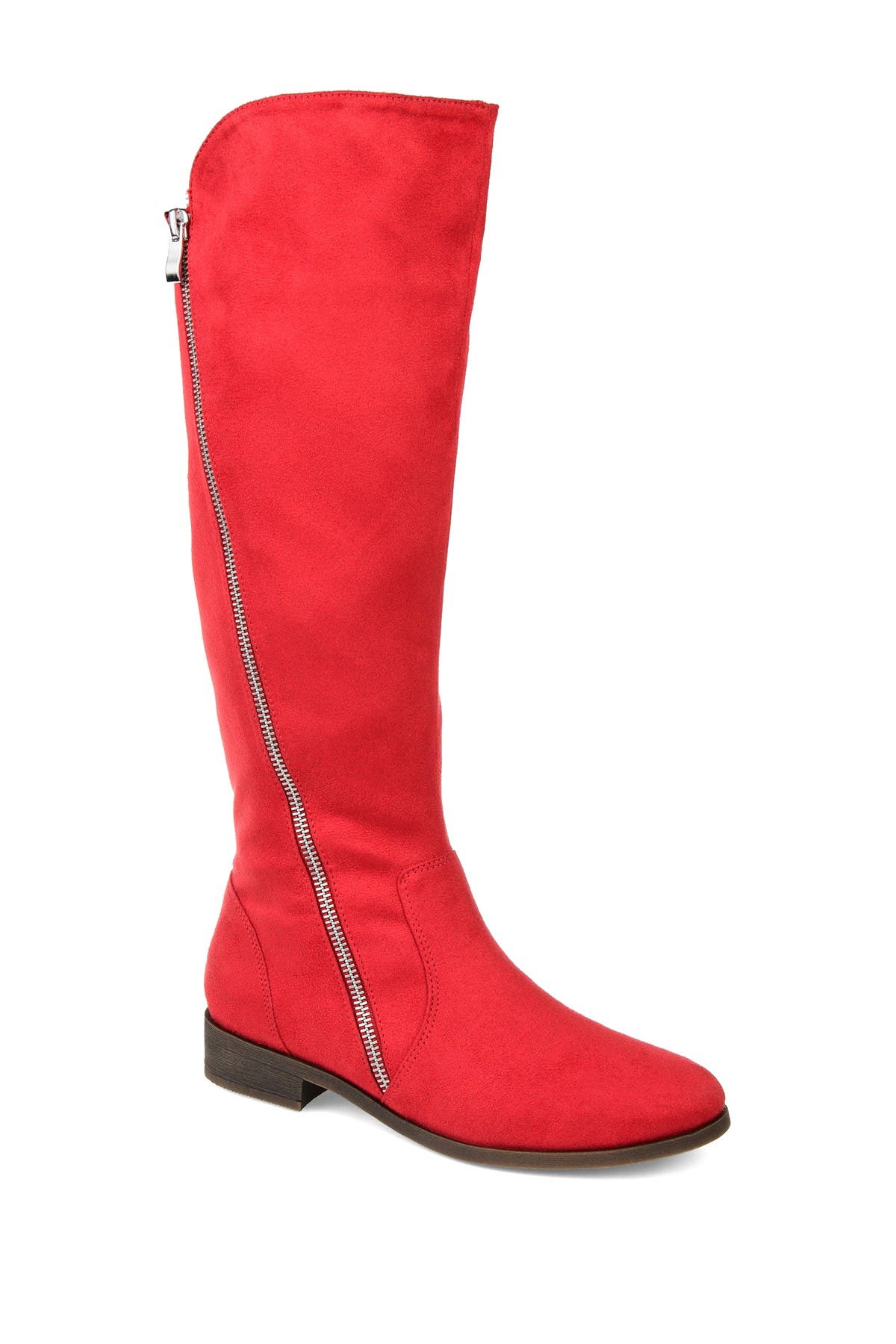red wide calf boots