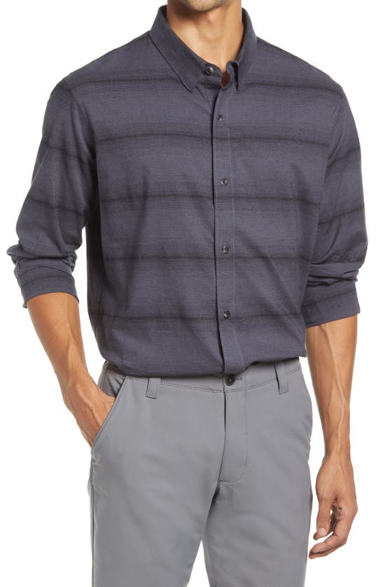 Travismathew Zeke Stretch Stripe Button-up Shirt In Black