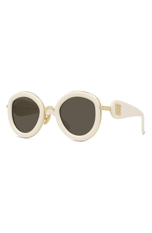 Shop Loewe 49mm Small Round Sunglasses In Ivory/brown