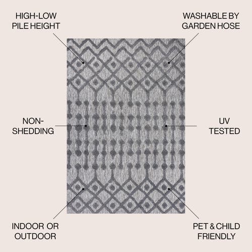 Jonathan Y Peralta Moroccan Diamond Indoor/outdoor Area Rug In Dark Gray