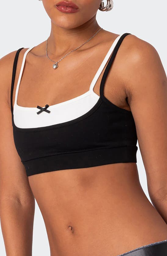 Edikted Gracie Layered Bra Top In Black-and-white