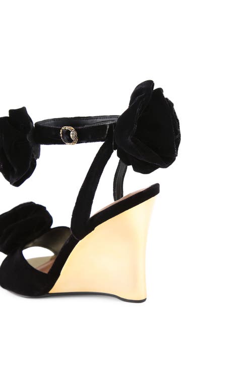 Kurt Geiger London Bloom Ankle Strap Wedge Sandal In Black