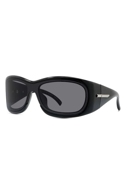 Shop Givenchy Oval Sunglasses In Shiny Black/smoke