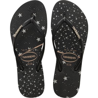 Havaianas Slim Logo Flip Flop, 9/40 BR - Black
