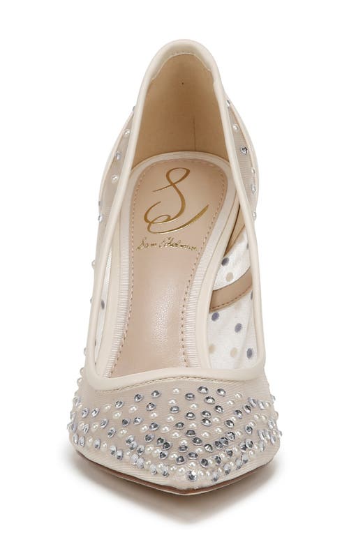 Sam Edelman Womens Hazel Rhinestone-embellished Mesh Courts Crea In Modern Ivory