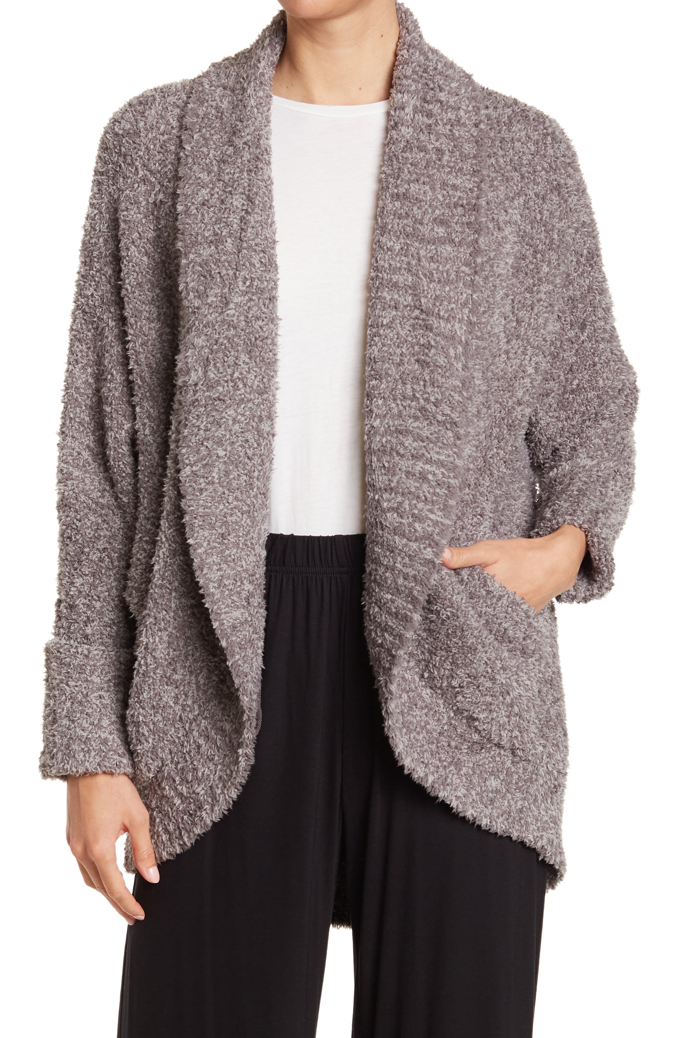 pink and purple cardigan