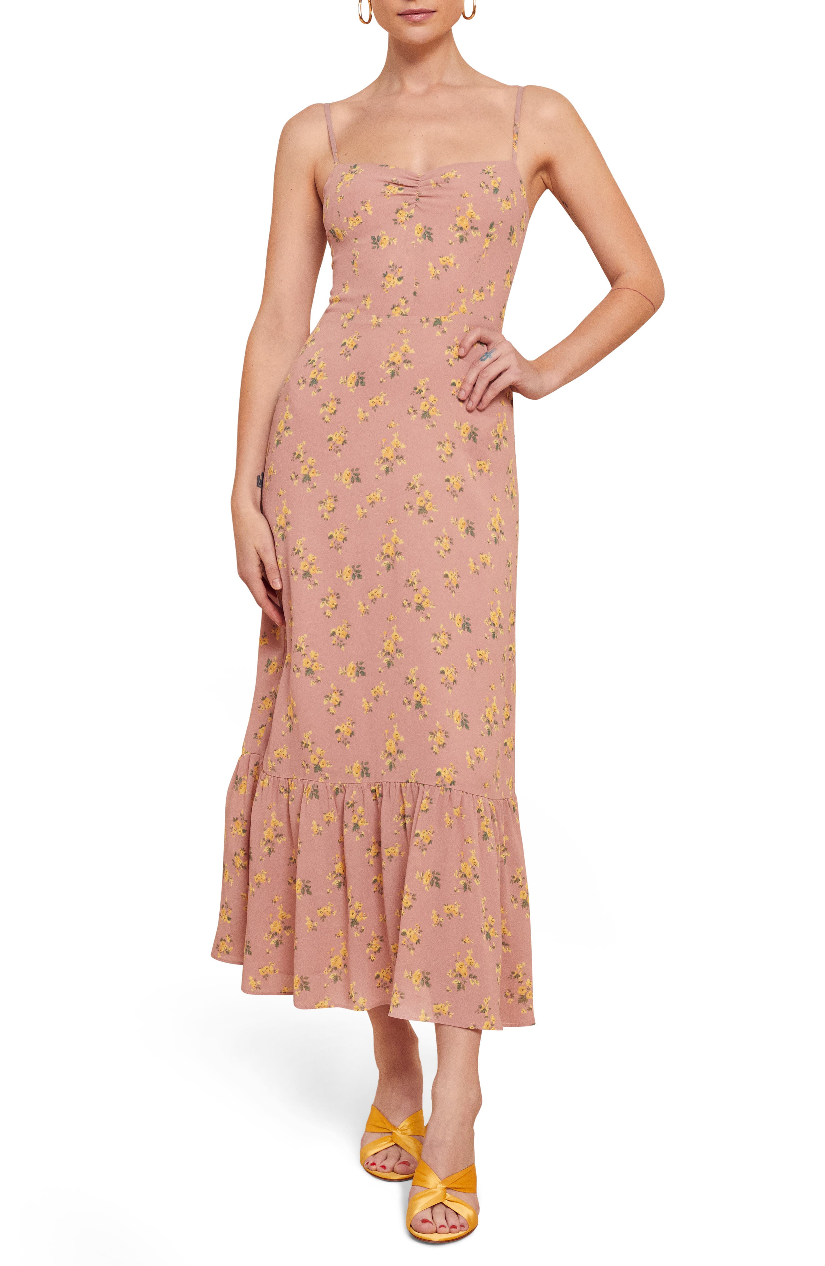 ruffle hem maxi dress