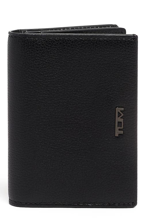 Gusseted Leather Card Case in Black Texture