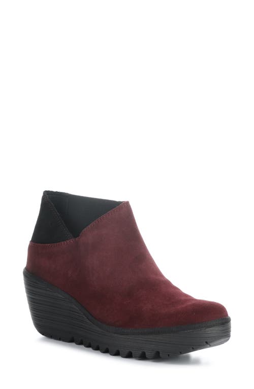 Fly London Yego Wedge Bootie In Burgundy