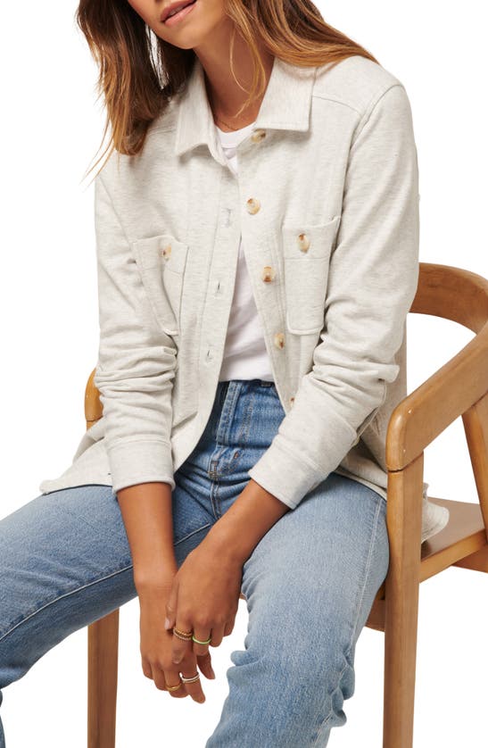 Travis Mathew Cloud Jersey Shacket In Heather Light Grey