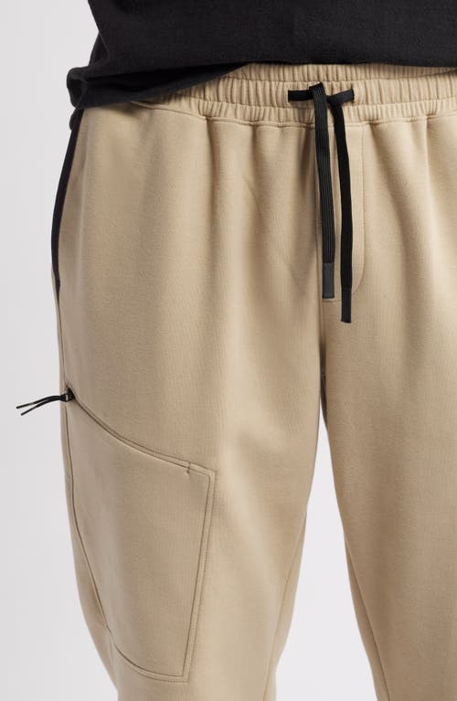 Shop Zella Powertek Stretch Cotton Blend Joggers In Tan Aluminum