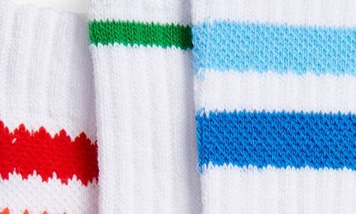 Shop Adidas Originals Adidas Kids' Originals Assorted 3-pack Crew Socks In White/scarlet/bluebird