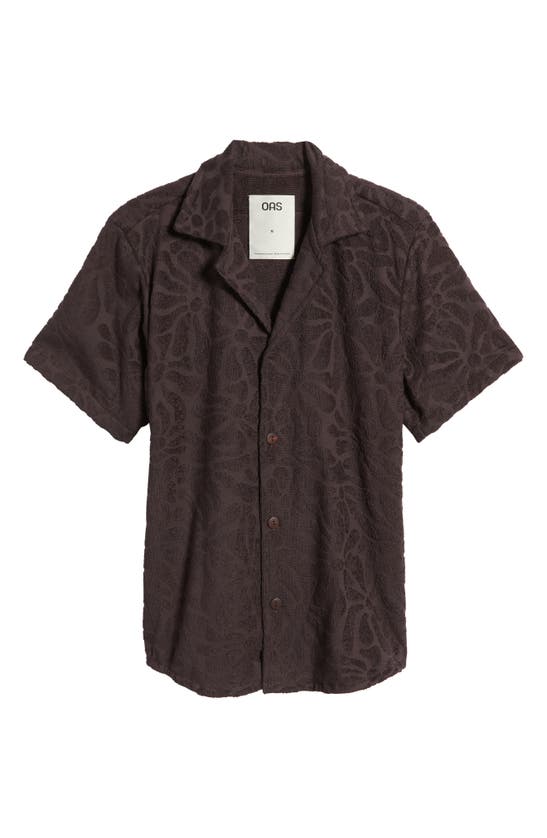 Shop Oas Blossom Terry Cloth Camp Shirt In Brown