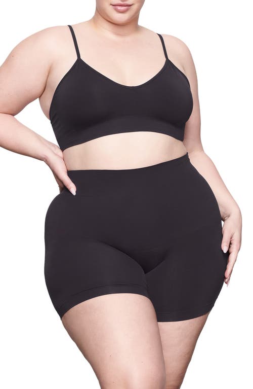 Shop Skims Soft Smoothing Seamless Shorts In Onyx