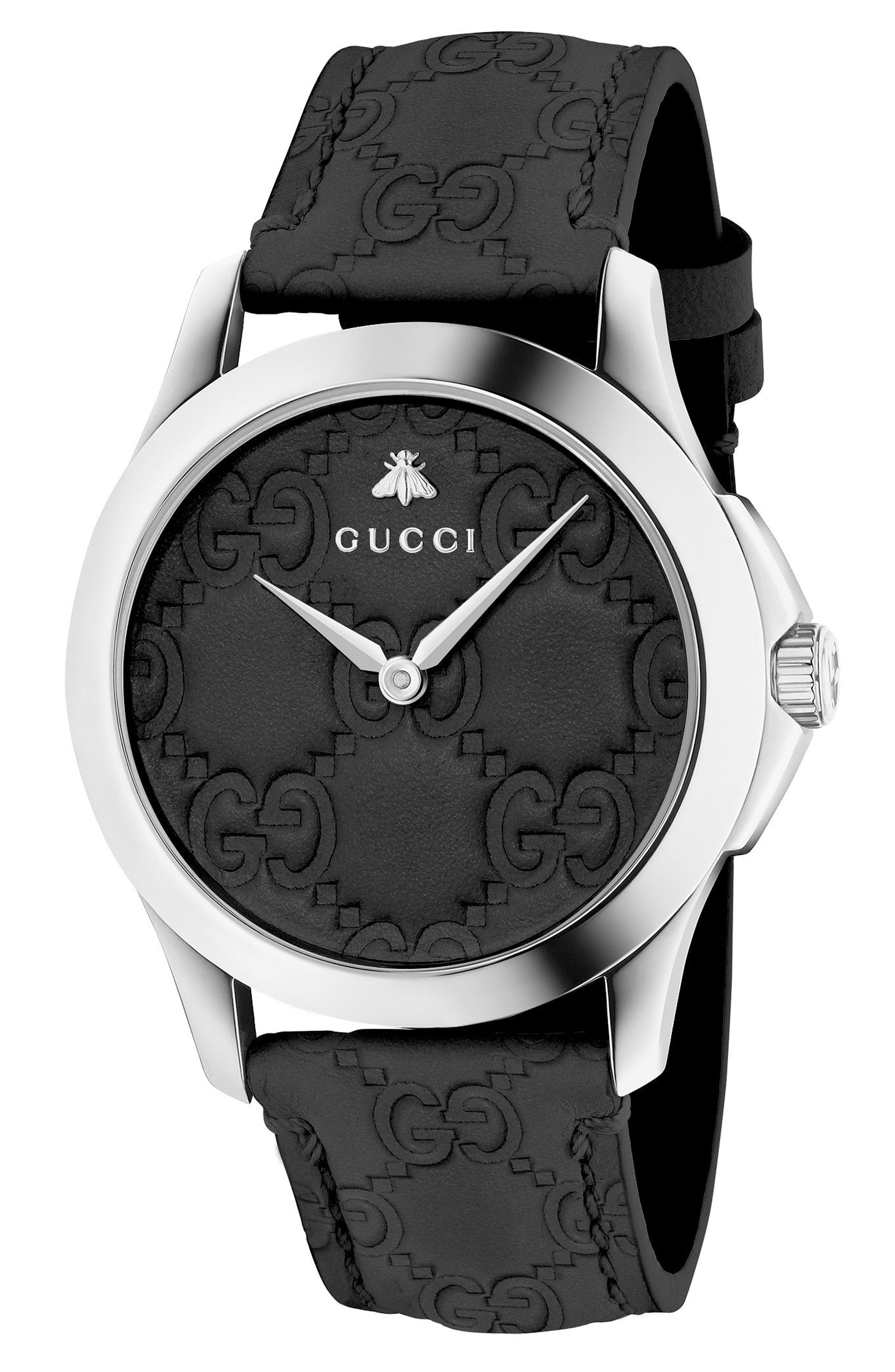 Gucci G-Timeless Leather Strap Watch, 38mm | Nordstrom