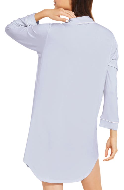 Shop Eberjey Gisele Jersey Knit Sleep Shirt In Ice Blue/ivory