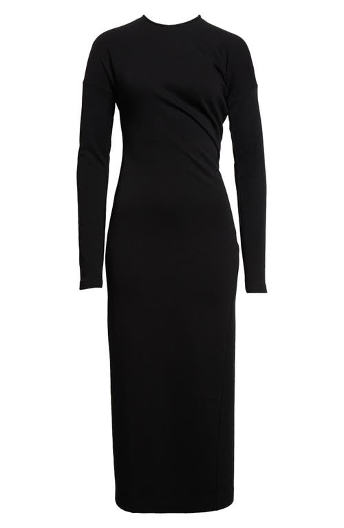 Shop Totême Toteme Long Sleeve Twisted Jersey Midi Dress In Black