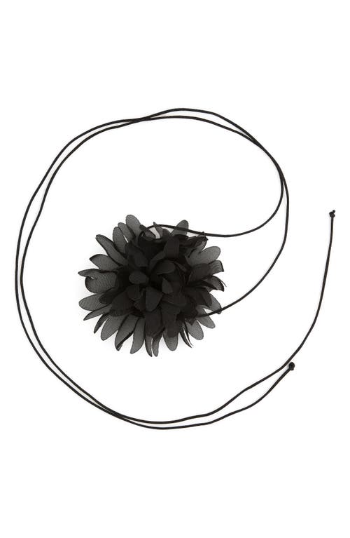 Flower Tie Necklace in Black