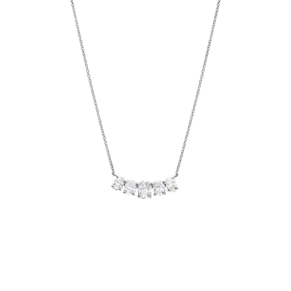 BY ADINA EDEN Lab Grown Diamond Oval Cut Curved Bar Necklace 14K in 14K White Gold Cover