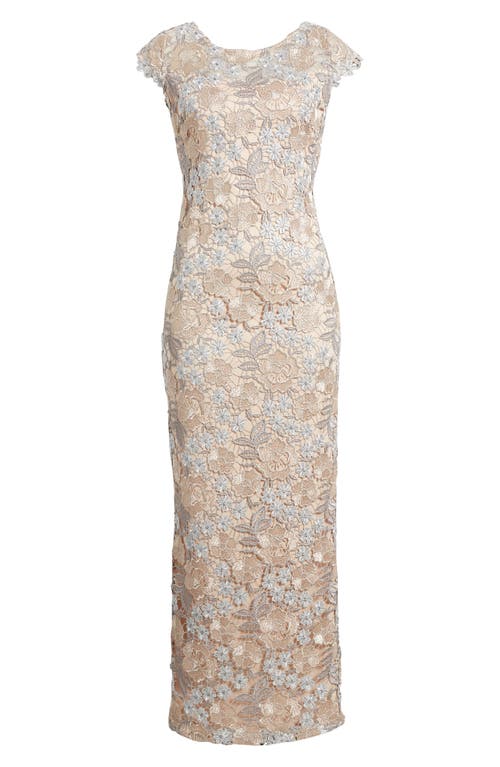 Shop Xscape Evenings Floral Lace Sheath Gown In Rose/gold