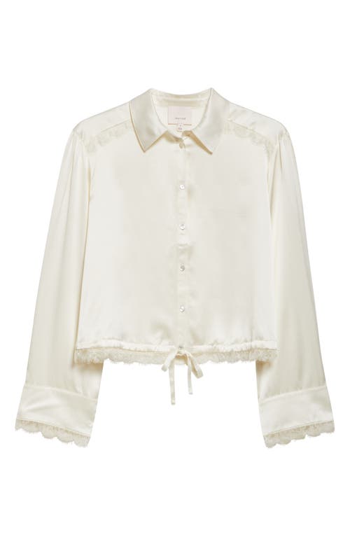 Shop Cinq À Sept Mabyn Drawstring Waist Silk Button-up Shirt In Ivory