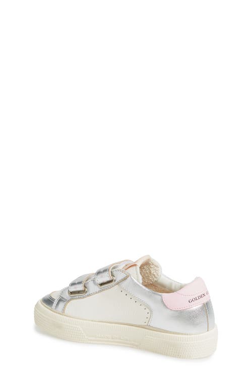 Golden Goose May School Sneakers In White/silver/pink